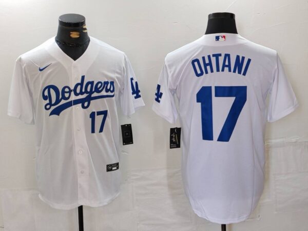 Men's Los Angeles Dodgers #17 Shohei Ohtani White Stitched Baseball Jersey