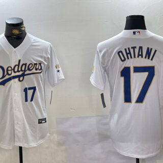 Men's Los Angeles Dodgers #17 White Gold Championship Cool Base Stitched Jerseys