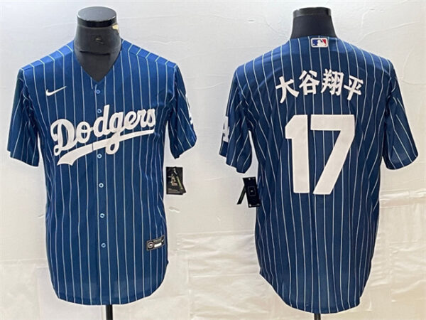 Men's Los Angeles Dodgers #17 u5927u8c37u7fd4u5e73 Navy Cool Base With Patch Stitched Baseball Jersey