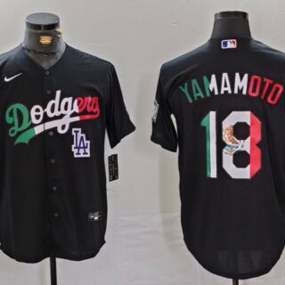 Men's Los Angeles Dodgers #18 Yoshinobu Yamamoto Black Mexico Cool Base Stitched Baseball Jerseys