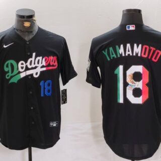 Men's Los Angeles Dodgers #18 Yoshinobu Yamamoto Black Mexico Cool Base Stitched Baseball Jerseys