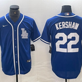 Men's Los Angeles Dodgers #22 Clayton Kershaw Blue Cool Base Stitched Baseball Jersey