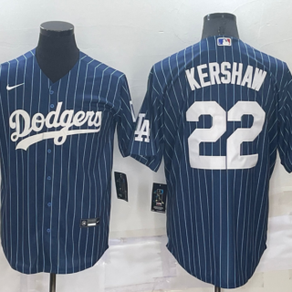 Men's Los Angeles Dodgers #22 Clayton Kershaw Navy Cool Base Stitched Baseball Jersey
