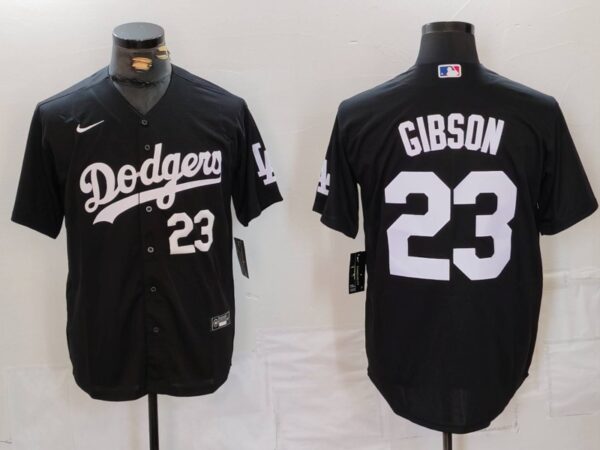 Men's Los Angeles Dodgers #23 Kirk Gibson Black Cool Base Stitched Baseball Jerseys