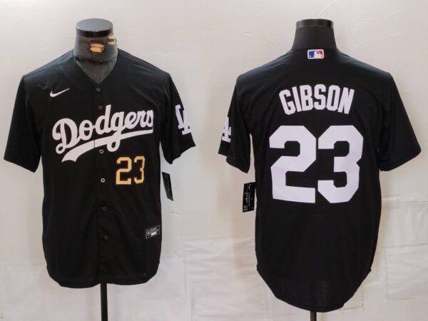 Men's Los Angeles Dodgers #23 Kirk Gibson Black Cool Base Stitched Baseball Jerseys