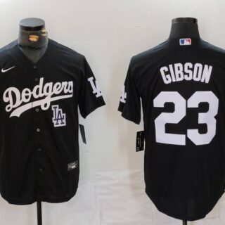 Men's Los Angeles Dodgers #23 Kirk Gibson Black Cool Base Stitched Baseball Jerseys