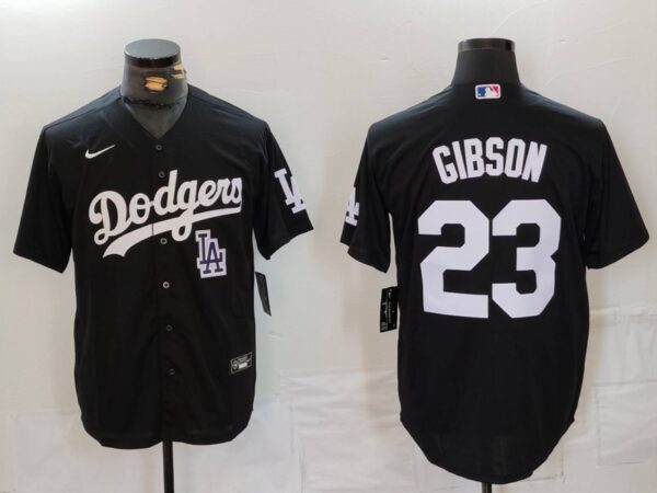 Men's Los Angeles Dodgers #23 Kirk Gibson Black Cool Base Stitched Baseball Jerseys