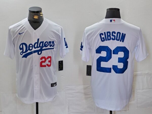 Men's Los Angeles Dodgers #23 Kirk Gibson White Cool Base Stitched Baseball Jerseys