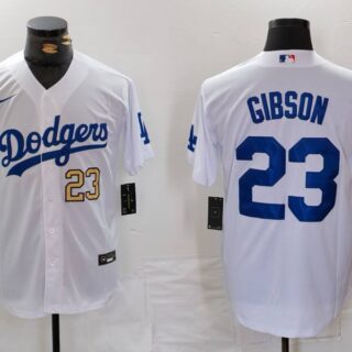 Men's Los Angeles Dodgers #23 Kirk Gibson White Cool Base Stitched Baseball Jerseys