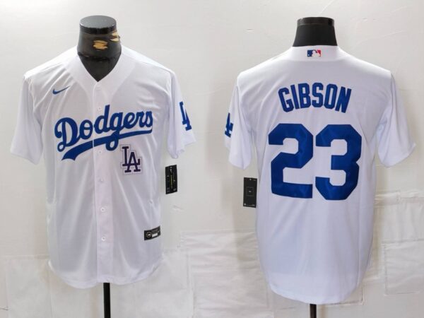 Men's Los Angeles Dodgers #23 Kirk Gibson White Cool Base Stitched Baseball Jerseys
