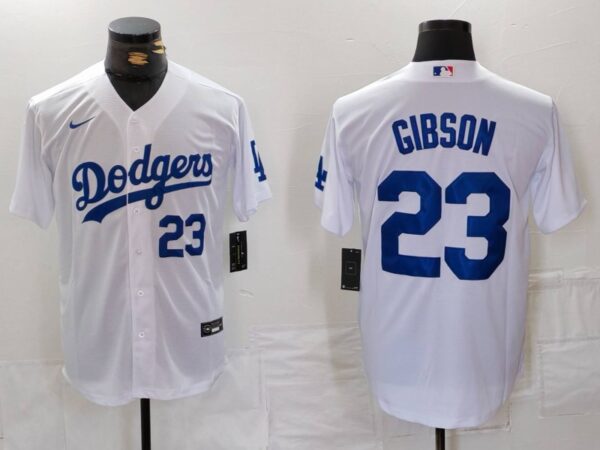 Men's Los Angeles Dodgers #23 Kirk Gibson White Cool Base Stitched Baseball Jerseys