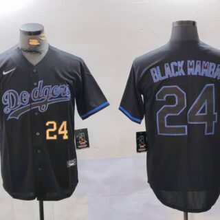 Men's Los Angeles Dodgers #24 'Black Mamba' Black Cool Base Stitched Baseball Jerseys