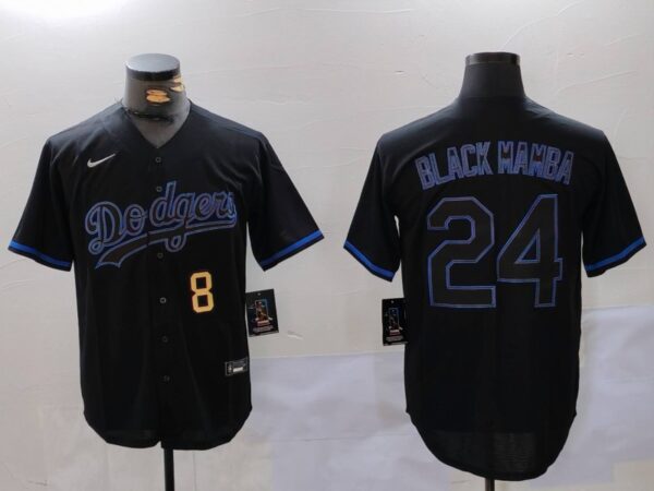 Men's Los Angeles Dodgers #24 'Black Mamba' Black Cool Base Stitched Baseball Jerseys