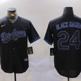 Men's Los Angeles Dodgers #24 'Black Mamba' Black Cool Base Stitched Baseball Jerseys