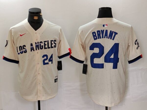 Men's Los Angeles Dodgers #24 Kobe Bryant Cream Stitched Baseball Jerseys