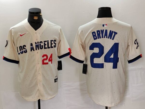 Men's Los Angeles Dodgers #24 Kobe Bryant Cream Stitched Baseball Jerseys