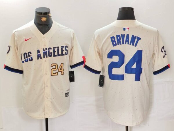 Men's Los Angeles Dodgers #24 Kobe Bryant Cream Stitched Baseball Jerseys