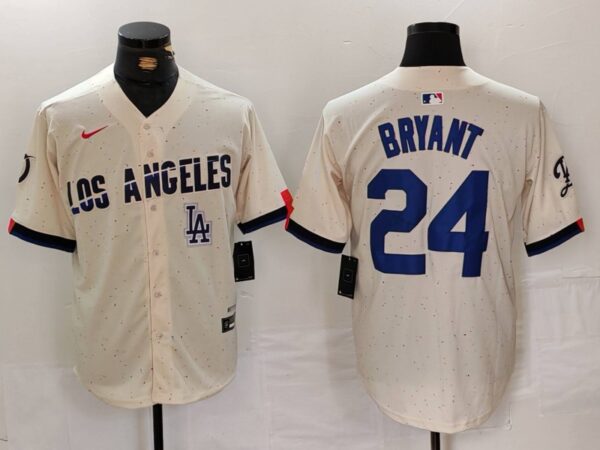 Men's Los Angeles Dodgers #24 Kobe Bryant Cream Stitched Baseball Jerseys