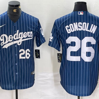 Men's Los Angeles Dodgers #26 Tony Gonsolin Blue Cool Base Stitched Baseball Jersey