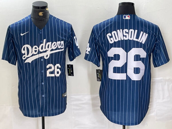 Men's Los Angeles Dodgers #26 Tony Gonsolin Blue Cool Base Stitched Baseball Jersey