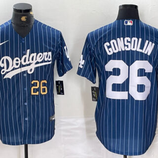 Men's Los Angeles Dodgers #26 Tony Gonsolin Blue Cool Base Stitched Baseball Jersey
