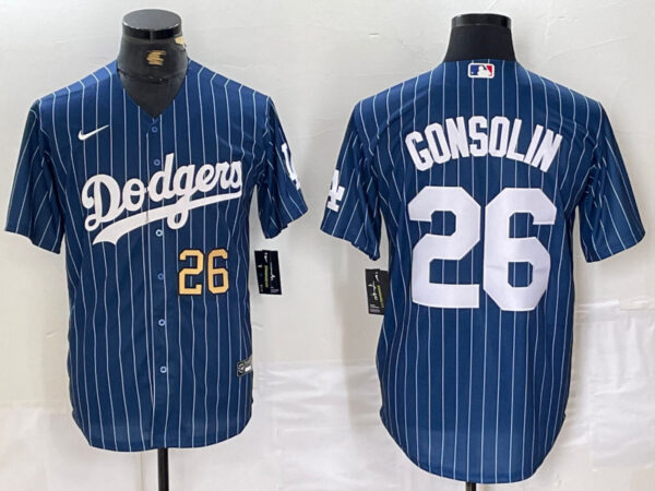 Men's Los Angeles Dodgers #26 Tony Gonsolin Blue Cool Base Stitched Baseball Jersey