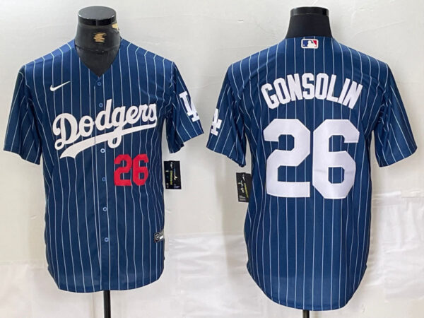 Men's Los Angeles Dodgers #26 Tony Gonsolin Blue Cool Base Stitched Baseball Jersey