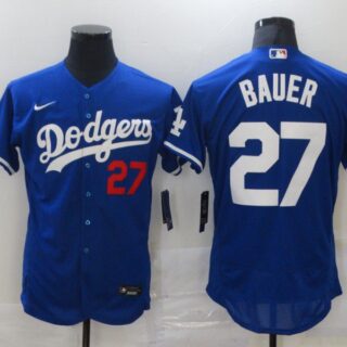 Men's Los Angeles Dodgers #27 Trevor Bauer Blue Stitched MLB Flex Base Nike Jersey