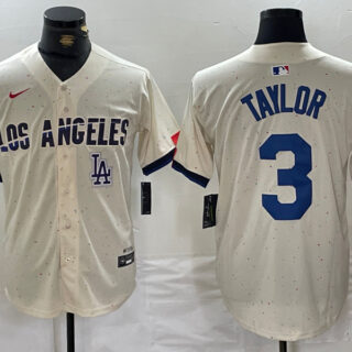 Men's Los Angeles Dodgers #3 Chris Taylor Cream Stitched Baseball Jerseys