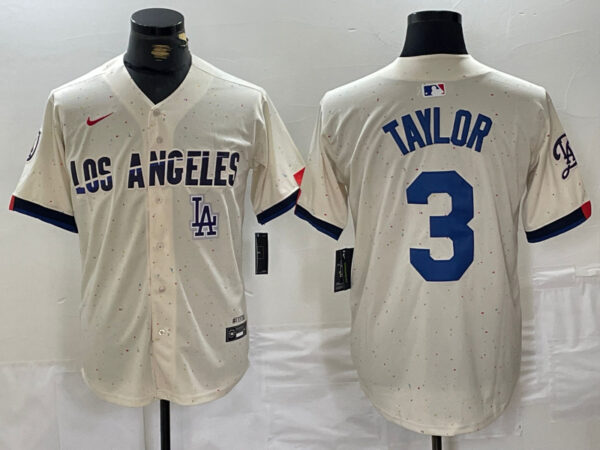 Men's Los Angeles Dodgers #3 Chris Taylor Cream Stitched Baseball Jerseys