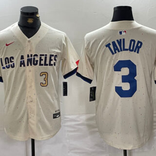 Men's Los Angeles Dodgers #3 Chris Taylor Cream Stitched Baseball Jerseys