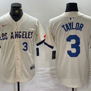 Men's Los Angeles Dodgers #3 Chris Taylor Cream Stitched Baseball Jerseys