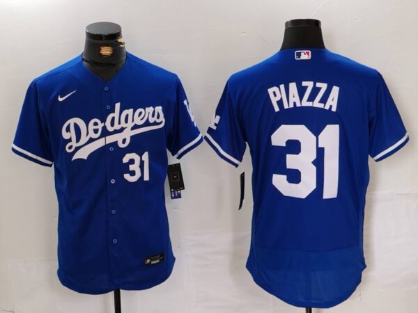 Men's Los Angeles Dodgers #31 Mike Piazza Blue Flex Base Stitched Baseball Jerseys