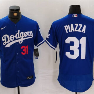 Men's Los Angeles Dodgers #31 Mike Piazza Blue Flex Base Stitched Baseball Jersey