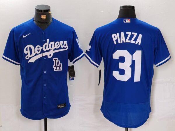 Men's Los Angeles Dodgers #31 Mike Piazza Blue Flex Base Stitched Baseball Jerseys