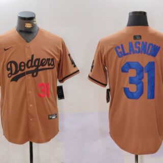 Men's Los Angeles Dodgers #31 Tyler Glasnow Brown Cool Base Stitched Baseball Jerseys