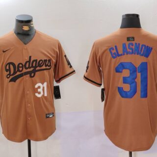 Men's Los Angeles Dodgers #31 Tyler Glasnow Brown Cool Base Stitched Baseball Jerseys