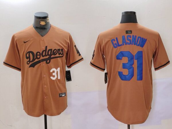 Men's Los Angeles Dodgers #31 Tyler Glasnow Brown Cool Base Stitched Baseball Jerseys