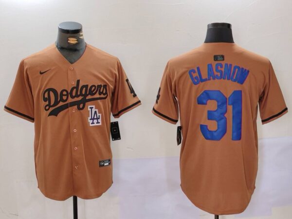 Men's Los Angeles Dodgers #31 Tyler Glasnow Brown Cool Base Stitched Baseball Jersey