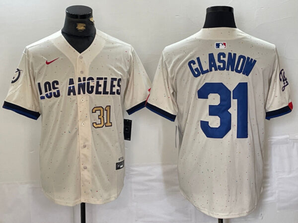 Men's Los Angeles Dodgers #31 Tyler Glasnow Cream Stitched Baseball Jerseys