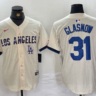 Men's Los Angeles Dodgers #31 Tyler Glasnow Cream Stitched Baseball Jerseys