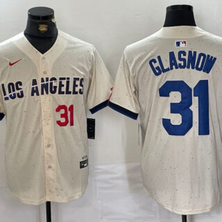 Men's Los Angeles Dodgers #31 Tyler Glasnow Cream Stitched Baseball Jerseys