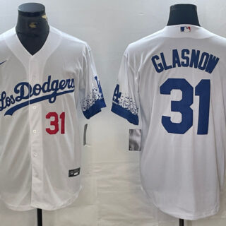 Men's Los Angeles Dodgers #31 Tyler Glasnow White City Connect Cool Base Stitched Baseball Jersey