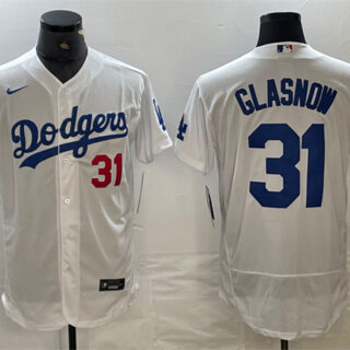 Men's Los Angeles Dodgers #31 Tyler Glasnow White Flex Base Stitched Baseball Jersey