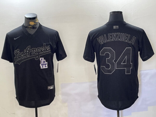 Men's Los Angeles Dodgers #34 Black Cool Base Stitched Baseball Jerseys
