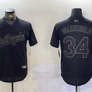 Men's Los Angeles Dodgers #34 Black Cool Base Stitched Baseball Jersey