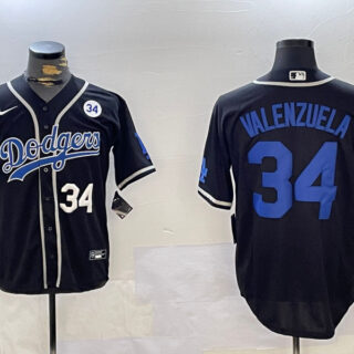 Men's Los Angeles Dodgers #34 Toro Valenzuela Black 2024 World Series Cool Base Stitched Baseball Jerseys