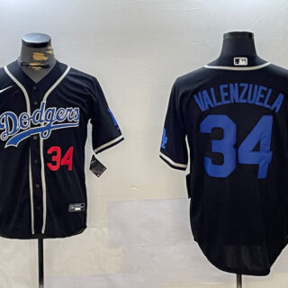 Men's Los Angeles Dodgers #34 Toro Valenzuela Black 2024 World Series Cool Base Stitched Baseball Jerseys
