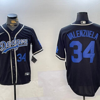Men's Los Angeles Dodgers #34 Toro Valenzuela Black 2024 World Series Cool Base Stitched Baseball Jerseys