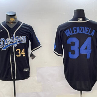 Men's Los Angeles Dodgers #34 Toro Valenzuela Black 2024 World Series Cool Base Stitched Baseball Jerseys